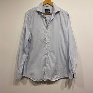 Massimo Dutti Light Blue Collared Long Sleeve Button Down Top Size XL